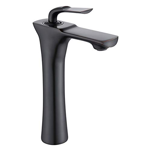Robinet de lavabo de salle de bain noir long en cuivre au style nordique épuré