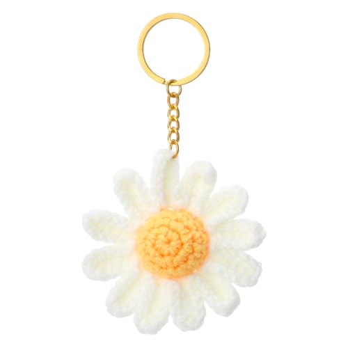 Mabor Flower Keychain, Cute Crochet Keychain Flower Bag Charms for Women Handmade Daisy Floral Keyring Decor Gifts Purse Boho Accessorie for Purse, Handbag Bag, Earphone Case Women