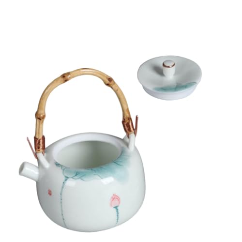 Ceramic Kung Fu Teapot Xmas with Bamboo Handle, Simple Tea Pot