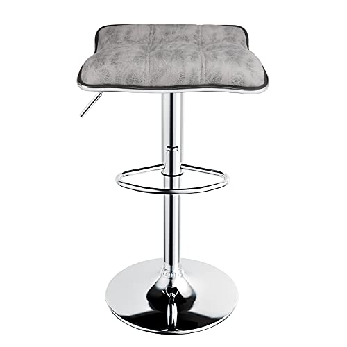 Ergodesign Bar Stools Set Of 2, Square Backless Adjustable Bar Stools, Swivel Bar Stool, Barstools Set Of 2 (Hot-Stamping Cloth - Grey) #TOP1