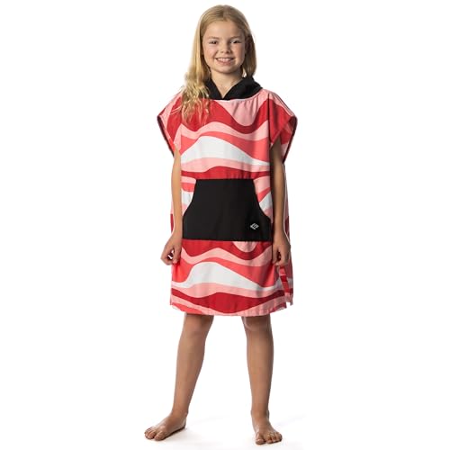 Image of Flow Changing Poncho for Kids - Microfiber Hooded Swim Towel Poncho for Boys & Girls, Perfect for Beach, Pool, or Swim - Quick Dry, Absorbent, Light Weight, and Easy to Pack (Pinkwave, Small)