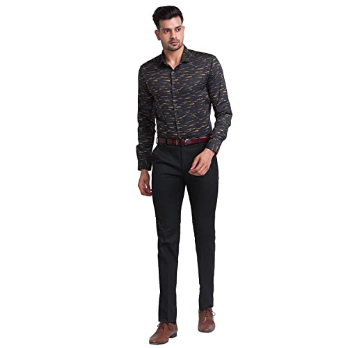 Image of Park Avenue Men's Pure Cotton Print Pattern Slim Fit Cut Away Collar Full Sleeve Casual Shirt