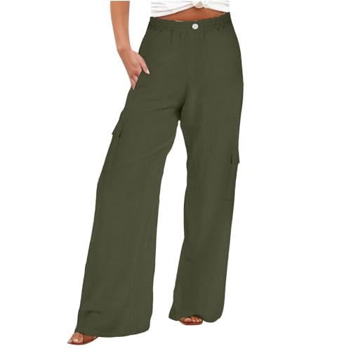 Pantalon de jogging en lin pour femme coupe droite casual de mi-saison