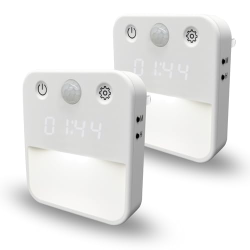 SX.man&sog Motion Sensor Light Indoor,3 Colors Temp Adjustable Motion Light Indoor with Time Display Ideal Night Lights for Bedroom,Kitchen or Bathroom (2 Pack)