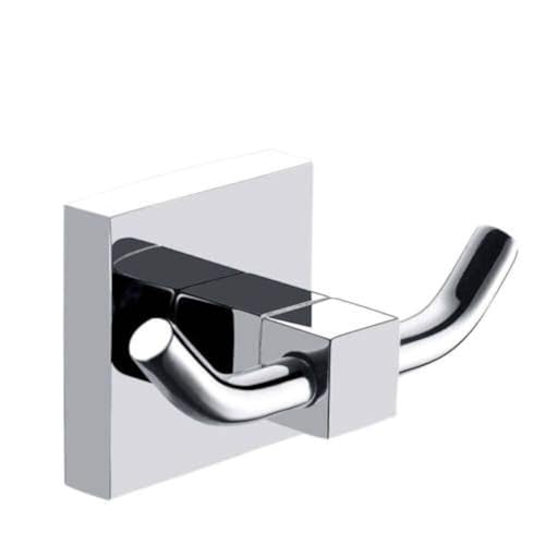 Jetcloud Bath Robe Hook Solid Brass Wall Mounted Double Hooks Towel Holder Chrome Finish Bathroom Door Clothes Hanger for Bathroom Kitchen Accessories
