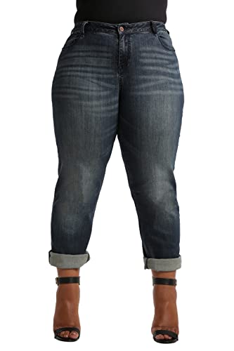 Poetic Justice Women's Plus Size Curvy Fit Boyfriend Jeans
