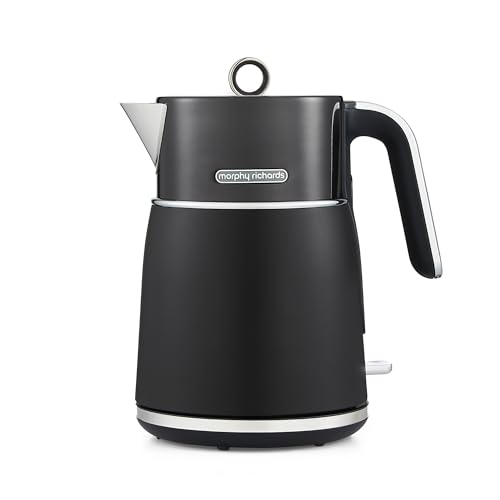 Morphy Richards Signature Opulent Jug Kettle 1.5L Rapid Boil Steel Body 360 Degree Base Cord Tidy Removable Filter Cordy Storage 3KW Translucent Black 100744