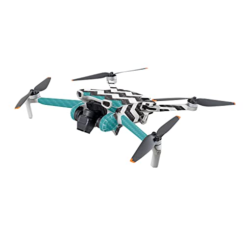 Image of MightySkins Carbon Fiber Skin Compatible with DJI Mini 3 - Teal Chevron | Protective, Durable Textured Carbon Fiber Finish | Easy to Apply | Made in The USA