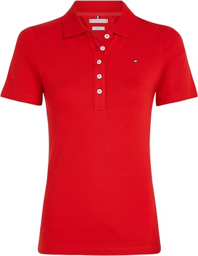 Tommy Hilfiger Damen Poloshirt Kurzarm 1985 Slim Pique Polo Ss Slim Fit, Rot (Fierce Red), XXS 3