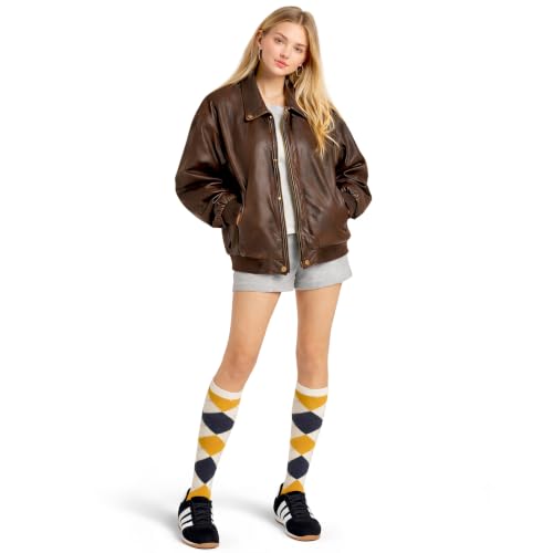 Image of Couver Women's Argyle Knee High Socks - Soft Acrylic Over the Calf Tube Style Socks for Casual Athletic - One Size