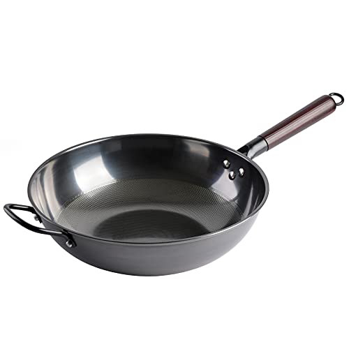 Gibson Home Stargaze Carbon Steel Flat Bottom Wok, 13-Inch, Debossed
