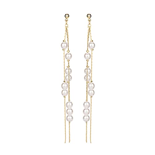 Boucles d'oreilles pendantes femme strass et perles longues pampilles tendances