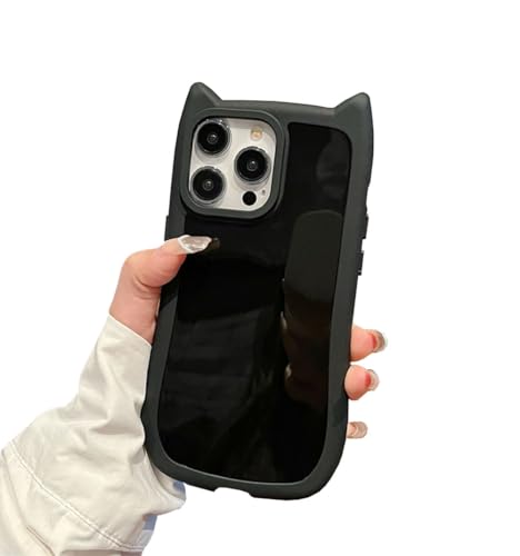 Sunswim Compatible with iPhone 13 & iPhone 14 Case Cute Kawaii 3D Cat Ears Girls Women Clear Flexible Soft TPU Transparent Shockproof Protective Phone Case Cover for iPhone 13& iPhone 14-Black1
