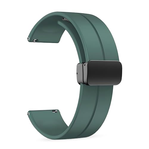 Image of GameSir 22mm Smartwatch Strap | Soft Silicone Magnetic Lock Replacement Band Compatible with Noise ColorFit & All 22mm Lug Watches | Flexible, Sweatproof & Fashion Design Strap (Green)