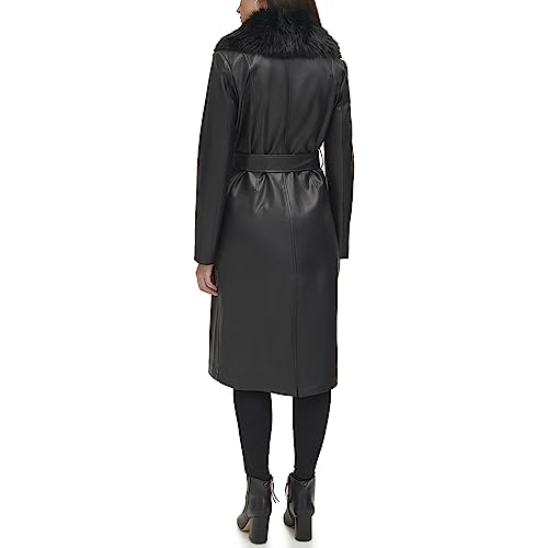 Kenneth Cole Women's Leather & Faux Fur Belted Trench Coat3
