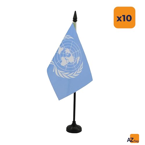 Drapeau de table ONU 15x10 cm en polyester AZ FLAG pour décoration bureau et conférence