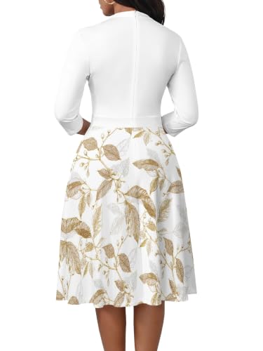 Image of PinkPatty Women's Casual A-line Midi Dresses 3 /4 Sleeve V Neck Fit and Flare Dress with Pockets