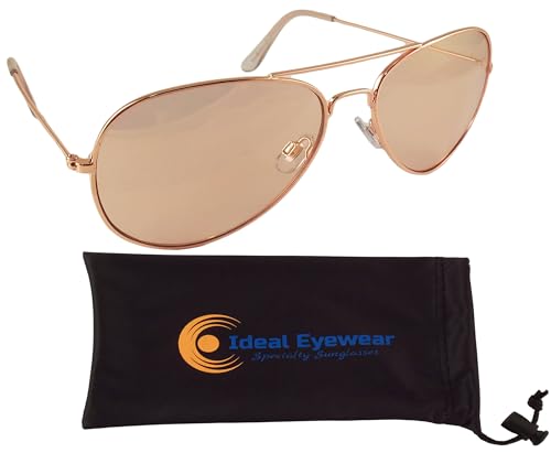Rose Gold Aviator Sunglasses - Pink Tinted Lens - Metal Frame Retro Style for Men or Women - UV400 Protection2