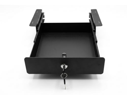 Image of Quick Fix Under Desk Metal Drawer with Lock | Under Desk Drawer for Office Stationery & Accessories | Space Saving Metal Storage Organizer