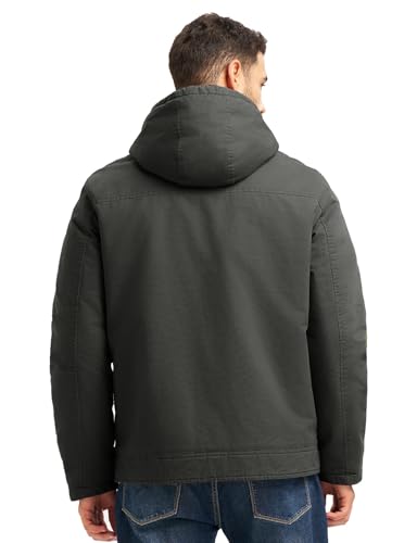 TBMPOY Men's Winter Work Jackets Hooded Quilted Lined Workwear Cotton Active Coats3