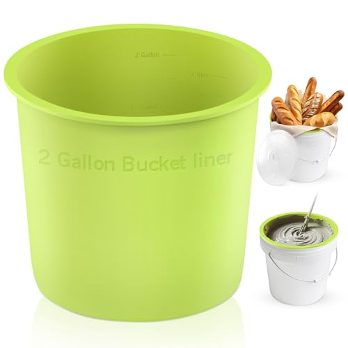 2 Gallon Silicone Bucket Liner with Measurements 4mm Thick Reusable Flexible Silicone Liner Leakproof Mixing Bucket for Epoxy Resin Thinset Paint Cement Concrete Mud