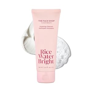 The Face Shop Rice Water Bright Foaming Facial Cleanser with Ceramide, Gentle Face Wash for Hydrating & Moisturizing, Vegan Face Cleanser, Makeup Remover, Korean Skin Care for All Skin Types, 150ml
