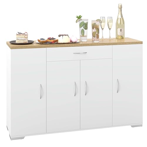 hitsuki Buffetschrank Weiß, Küchenunterschrank mit Arbeitsplatte 110x30x70 cm – Multifunktionale Anrichte Küche & Anrichte Sideboard | Moderner Küchen Schrank mit Schubladen hitsuki Buffetschrank Weiß, Küchenunterschrank mit Arbeitsplatte 110x30x70 cm – Multifunktionale Anrichte Küche & Anrichte Sideboard | Moderner Küchen Schrank mit Schubladen
