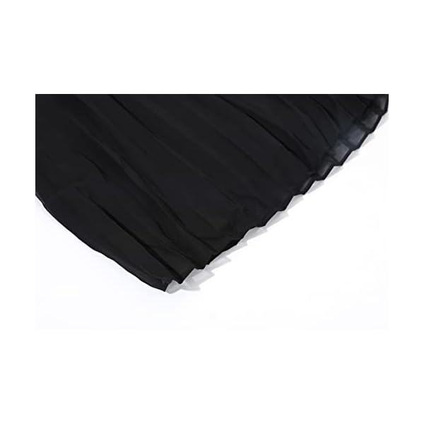 chouyatou Women's Elastic Waist A-Line Pleated Chiffon Cropped Wide Leg Pants Culottes (Large, Black) - Image 5