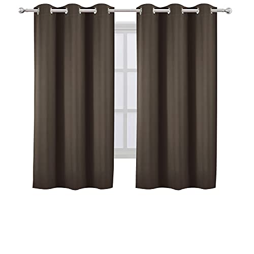 Image of LEMOMO Chocolate Brown Blackout Curtains 40 x 63 Inch Length /Set of 2 Curtain Panels /Thermal Insulated Room Darkening Blackout Curtains for Bedroom