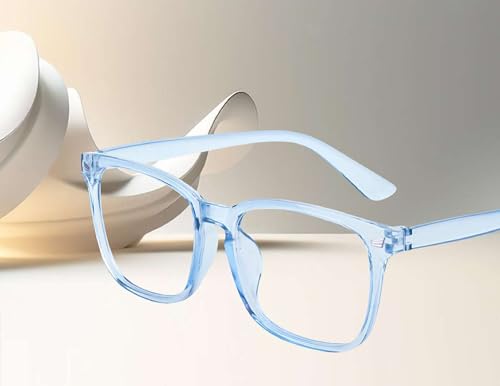 Image of Blue Light Blocking Computer Glasses for Men & Women, Square TR90 Lightweight Eyeglasses Frame, Anti Eye Strain UV Protection, Clear Lens for Gaming Office Reading