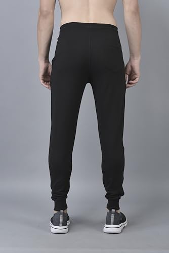 Image of Dollar Cotton Rich French Terry Fabric Solid Men's Jogger | Contrast Cut & sew Panels | Derby Rib Waistband with Drawcord | Cross Pockets with Zip on one Side | Embossed Logo Branding on Front Panel