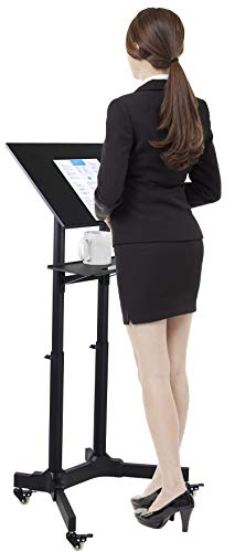 Mount-It! Mobile Standing Height Desk, Portable Podium and Rolling Presentation Lectern, Laptop St
