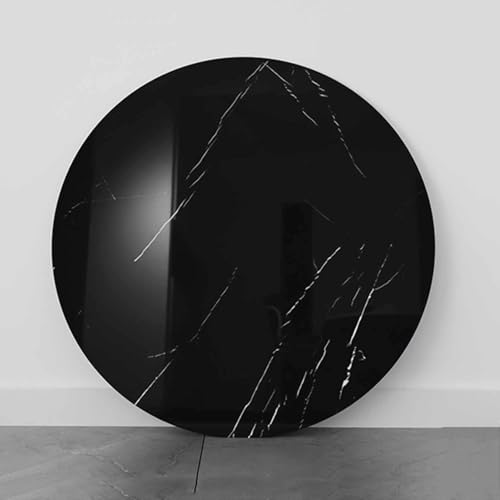 Decmiroor Lazy Susan Grande Plato de Mesa Giratorio 60 70 80 90 100cm, Placa Giratoria de Servicio, Mármol Bandeja Giratoria Centro de Mesa de Comedor(Black,60 * 60cm)