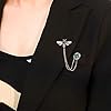 Broche vintage en forme d'abeille pour homme et femme avec cristaux CZ - Épinglette à suspendre - Chaînes à pompons - Broches pour col de chemise, chapeaux, écharpes, cravates, accessoires, Métal, #1