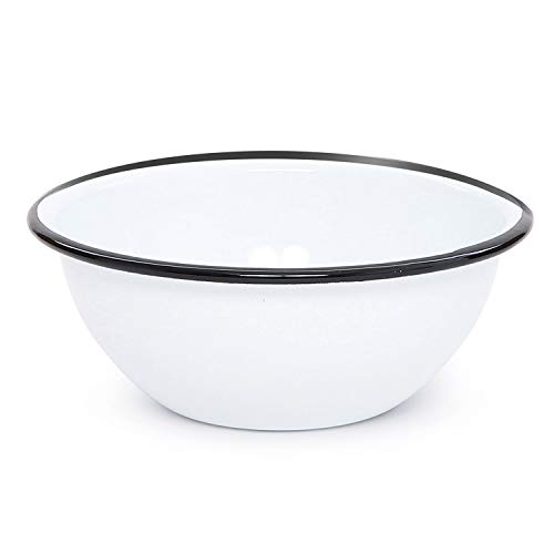 Enamelware Cereal Bowl - Solid White with Black Rim