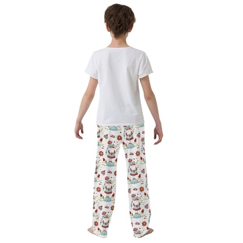 Gnome Ladybug Flowers Boys Long Pants Soft Trousers Elastic Waist Kids Lounge Bottoms with Pockets S-XL3