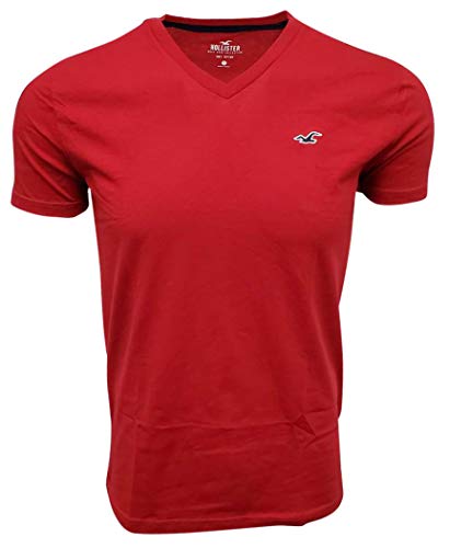 Hollister Men's Regular V-Neck T-Shirt (XX-Large, Red)