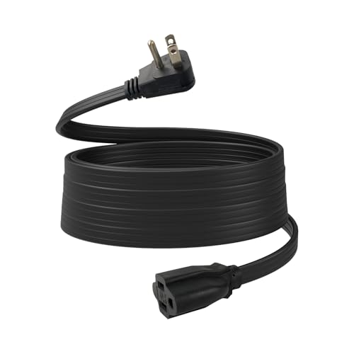 Image of FSTSN 12 Ft Extension Cord, 14/3 Gauge Heavy Duty Appliance Power Cord, 3 Prong Grounded Indoor Cable for Air Conditioner, Refrigerator, Microwave, Washing Machine, 15A 1875W, ETL Listed, Black