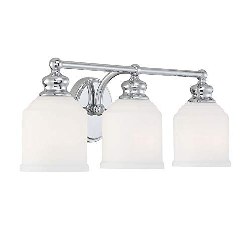 Savoy House 8-6836-3-11, Melrose 3-Light Bath Bar, Polished Chrome