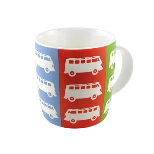BRISA VW Collection - Volkswagen Furgoneta Hippie Bus T1 Van Taza grande de Café de Porcelana (New Bone China) en Caja de regalo, Copa de Té, Decoración de la Mesa/Camping (Colorido/Multicolor)