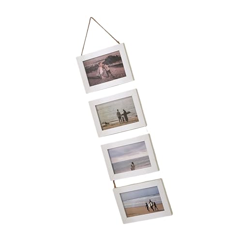 CARISSETT Marcos de fotos colgantes de 4 x 6 pulgadas con aberturas, marco de fotos de madera rústica, muestra fotos para decoración de pared, marco de fotos con cuerda