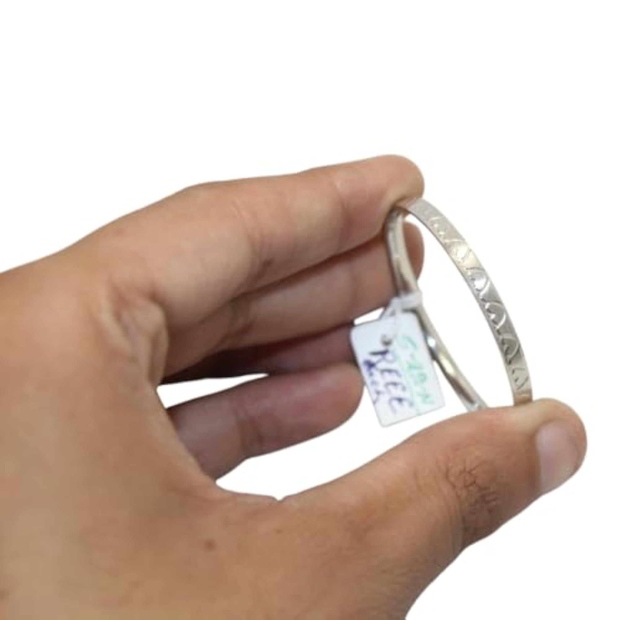 925 Sterling Silver Bangles with Heart Chillai Work, M0179