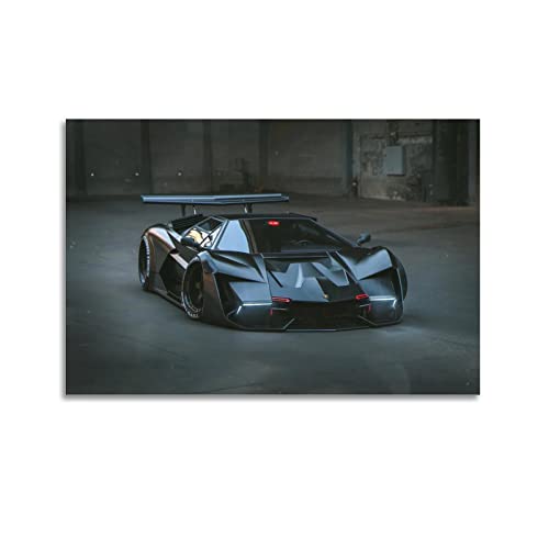  Poster classico per auto da corsa per Lamborghini Terzo Millennio Black Sports Car Poster decorativo su tela da parete e stampa artistica moderna per camera da letto, 30 x 45 cm