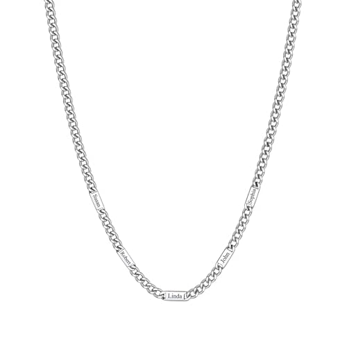 ChainsHouse Custom Name Necklace, Personalized Cuban Link Chain for Men Women, 1-6 Name Inscriptions, 18/20/22/24 Inch with 5cm Extender, 5mm/7mm Widt