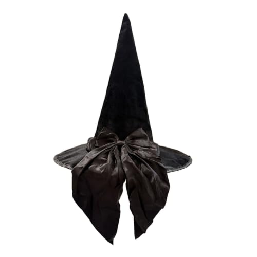 Halloween Pointed Witch Hat Gothic Ruffled Lace Trim Wide Brim Wizard Cap - image 5