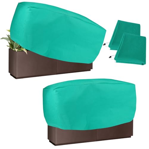 2Pcs Flower Box Plant Protection Covers Rectangular Plant Box Cover, Winter Planter Frost Covers Bags Wraps Blanket for Balcony Pot Plant Flower Boxes (Green-100x45x40cm)