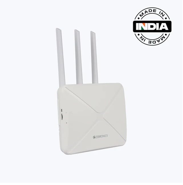 Image of Zebronics WR3004G Wi-Fi 6 Router with 4G /5G Sim Card Compatible, High-Speed Antenna, LAN /WAN Port Auto Switching, WPA2-PSK Security