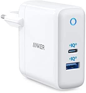 Anker PowerPort+ Atom III Kompaktes 60W PIQ 3.0 &amp; GaN Tech Wandladegerät, Doppel-Port mit PIQ 2.0 USB-A und 45W USB-C, USB-C Laptops, Macbook, iPad Pro, iPhone, Galaxy, Pixel und mehr