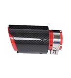 Universal Exhaust Tip Tail Throat Glossy Carbon Fiber Red Pipe Straight 2.5in Inlet 3.5in Single Outlet Exhaust Pipe End