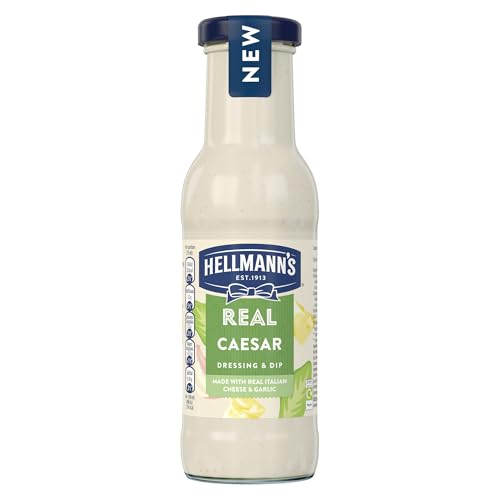 Hellmann's Real Caesar Salad Dressing & Dip vegetarian condiment free from artificial colours and flavours for salads, sandwiches, burgers and dips 6x 250 ml
